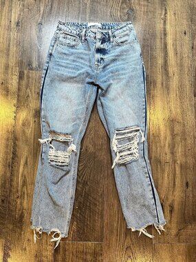 GUC Vervet Women's V2404 Distressed Raw Hem Cropped Cotton Blue Jeans, Size: 25